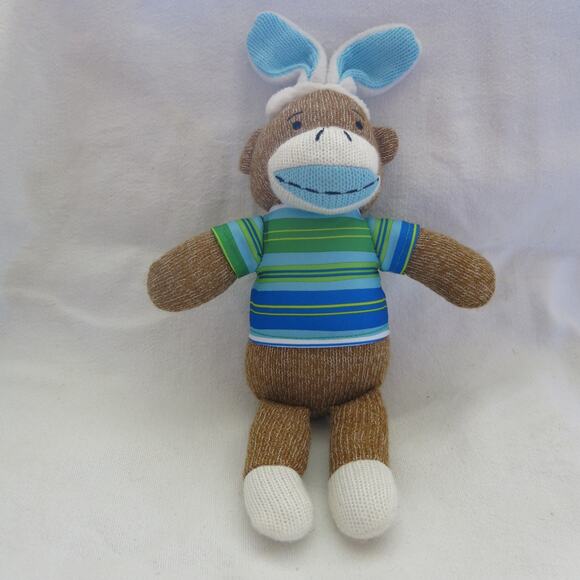 DAN DEE Sock Monkey Easter Bunny Plush Toy Stuffed Animal Cuddly Stuffie - Picture 1 of 5